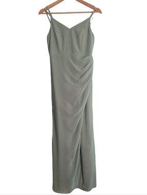 Azazie Leo Junior Mermaid V-Neck Pleated Chiffon Dress Size J 14